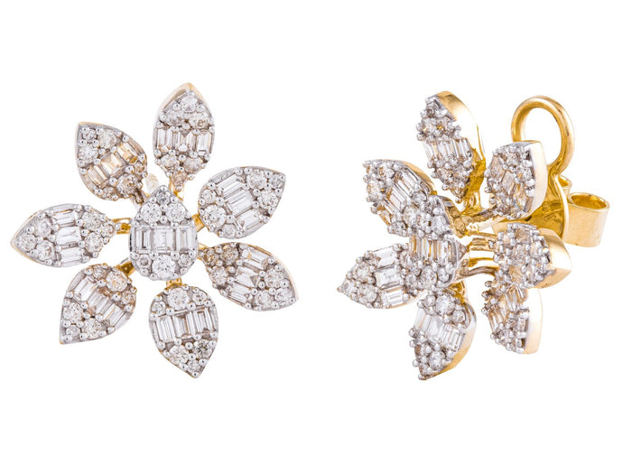 Diamond Earrings - 14 KT Yellow Gold
