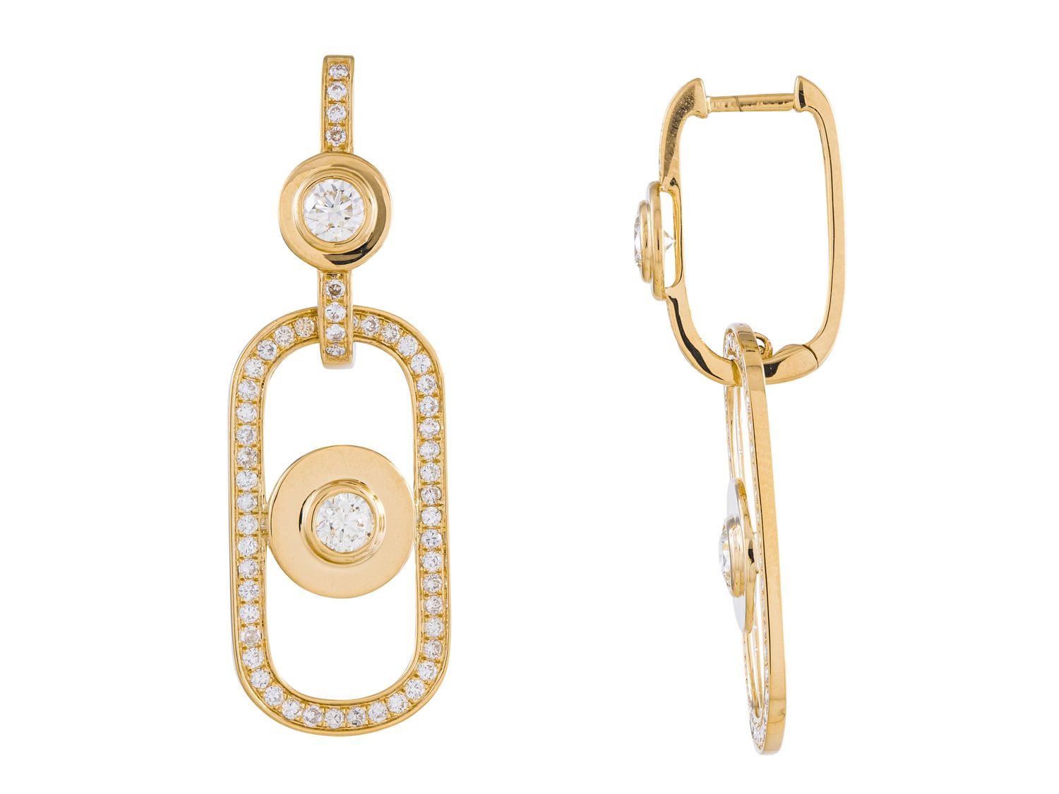 Diamond Earrings - 14 KT Yellow Gold