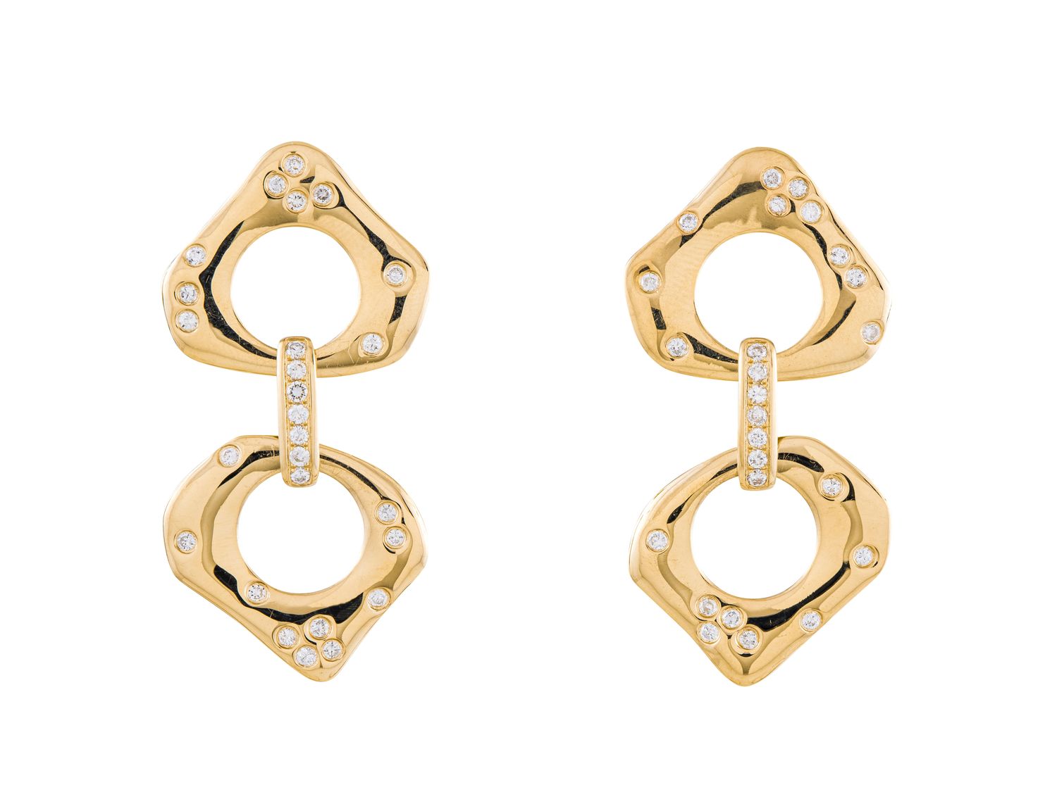 Diamond Earrings - 14 KT Yellow Gold