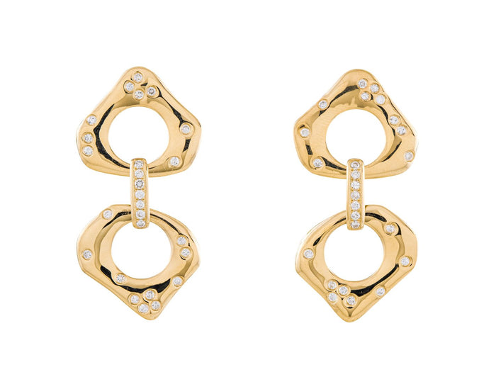 Diamond Earrings - 14 KT Yellow Gold