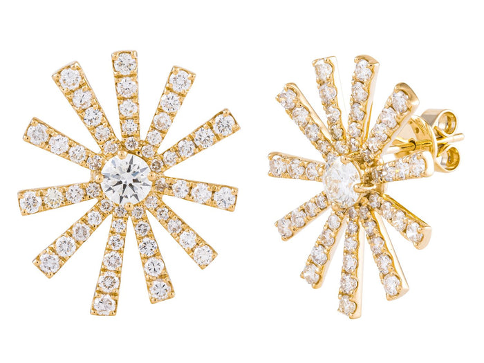 Diamond Earrings - 14 KT Yellow Gold