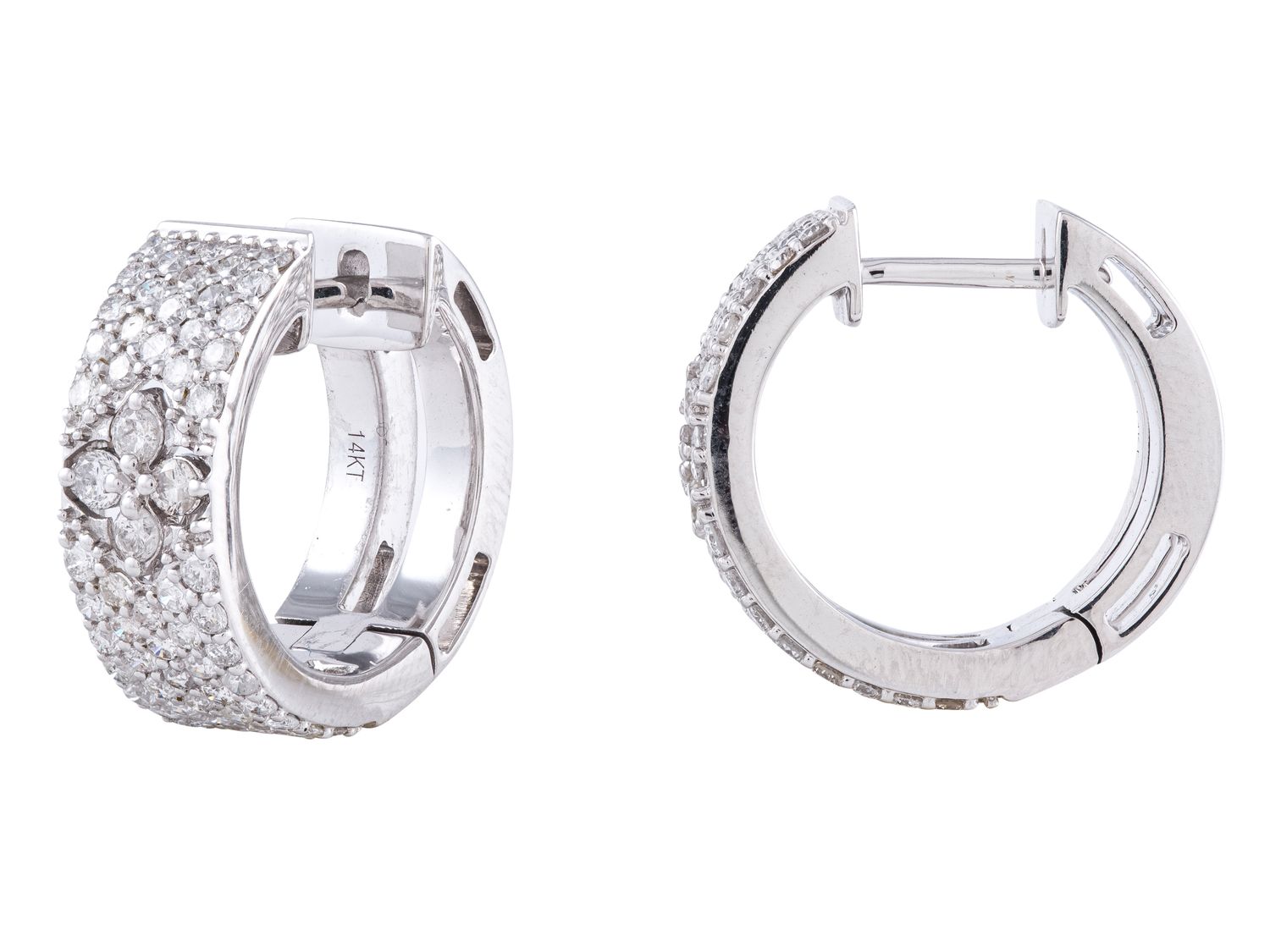 Diamond Earrings - 14 KT White Gold