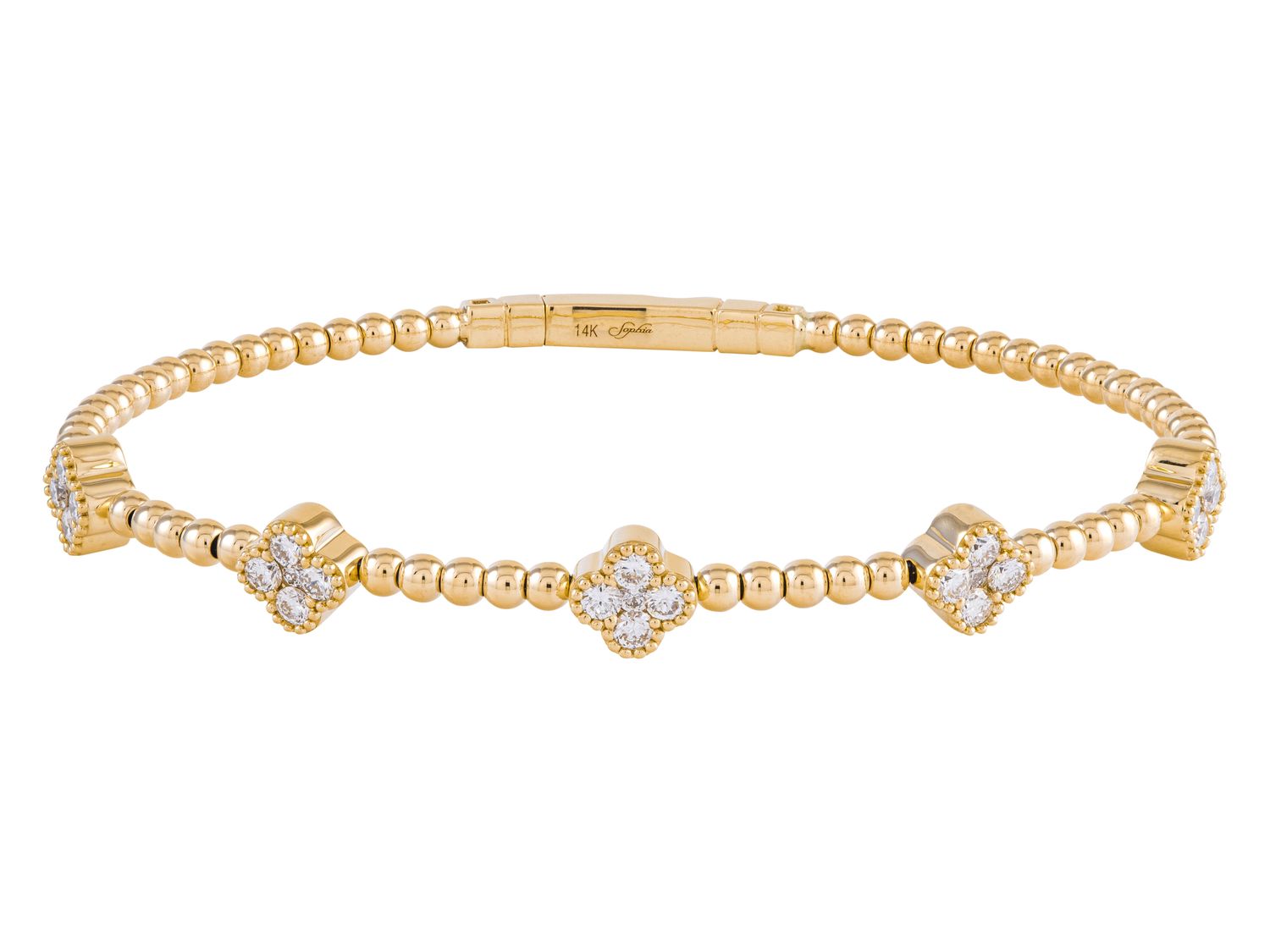Diamond Bangle - 14 KT Yellow Gold