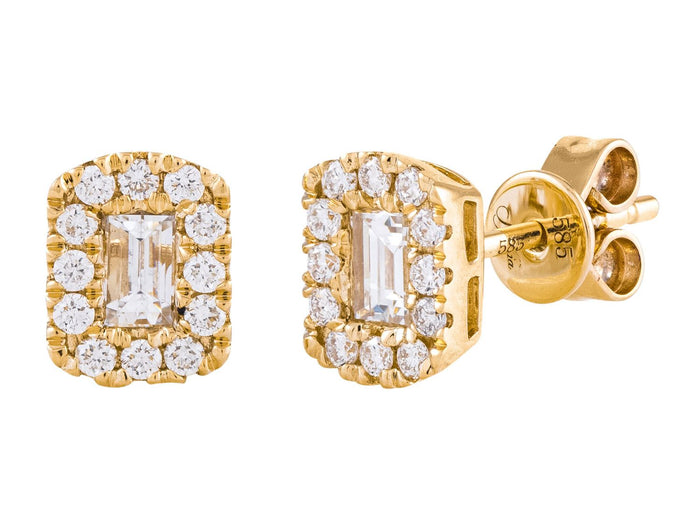 Diamond Earrings - 14 KT Yellow Gold