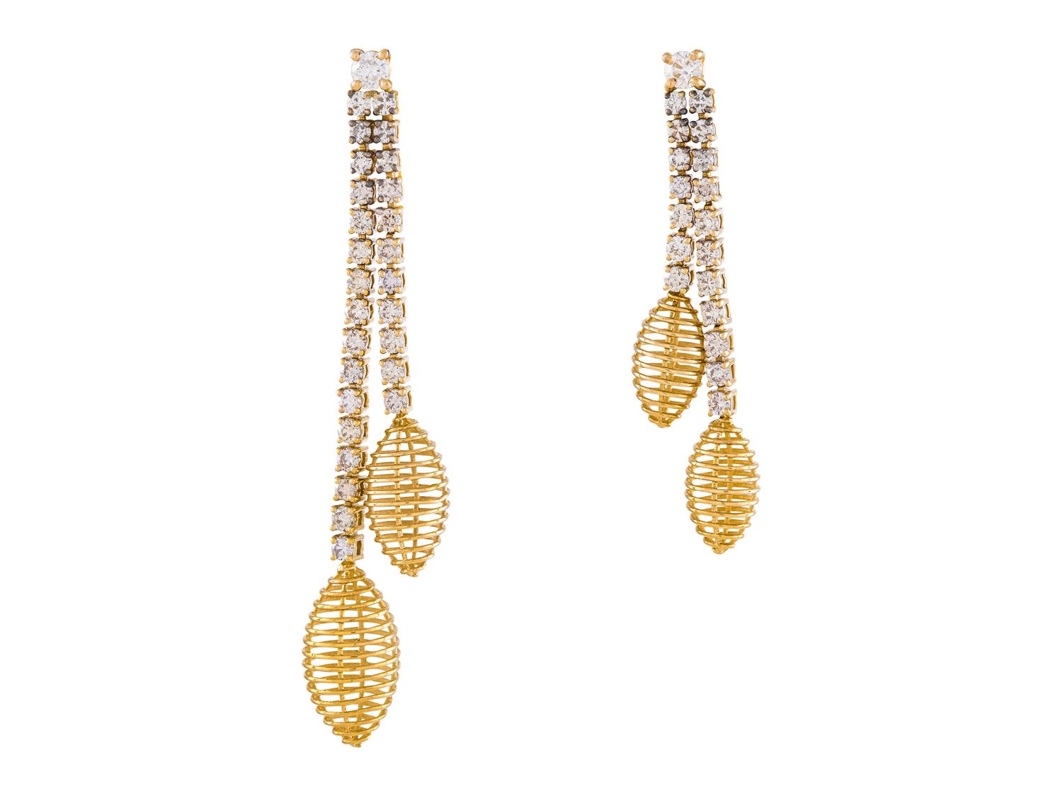 Diamond Earrings - 14 KT Yellow Gold