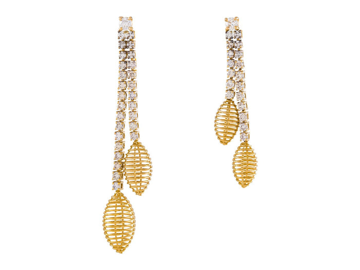 Diamond Earrings - 14 KT Yellow Gold