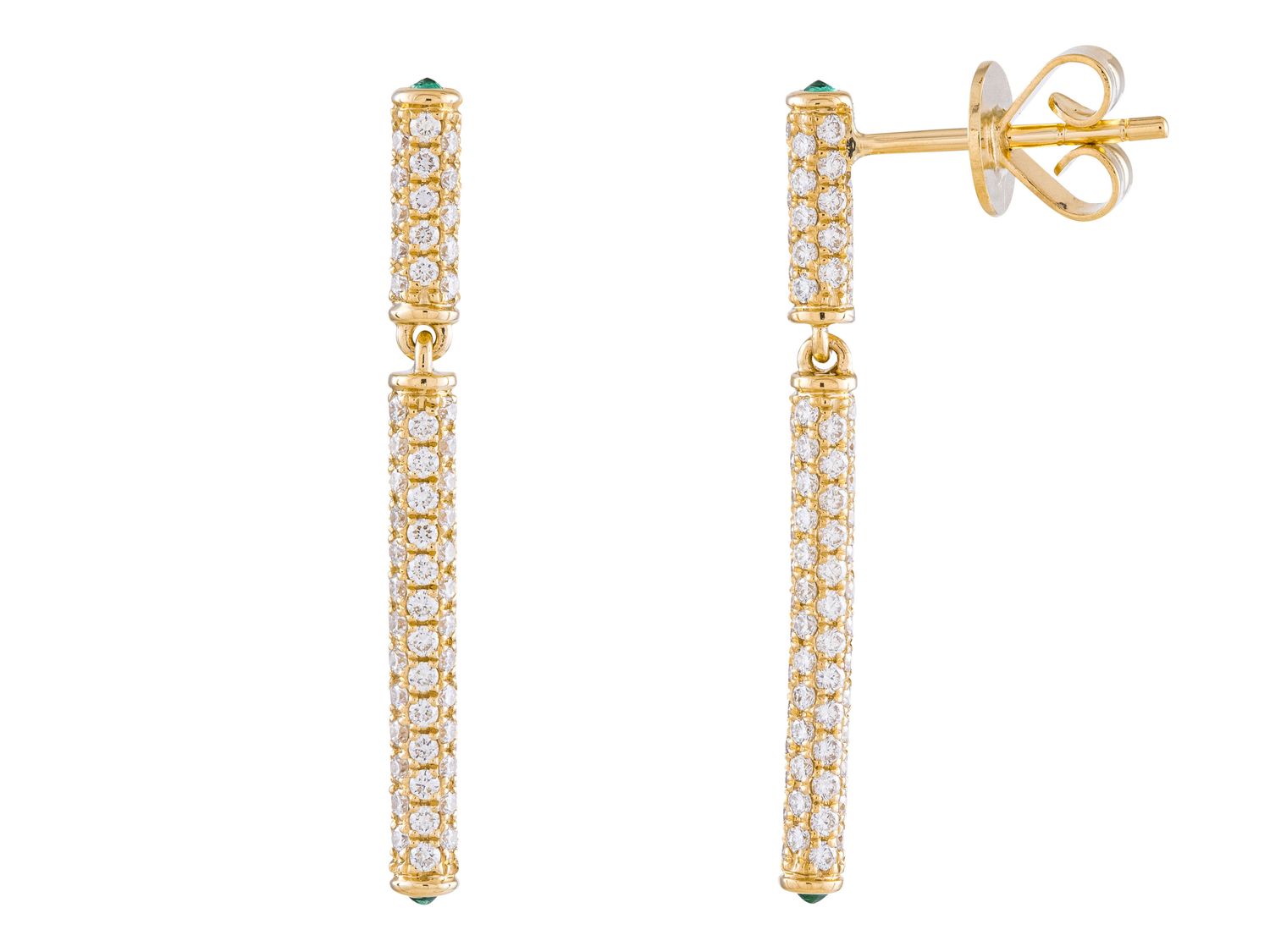 Diamond Earrings - 14 KT Yellow Gold