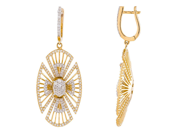 Diamond Earrings - 14 KT Yellow Gold