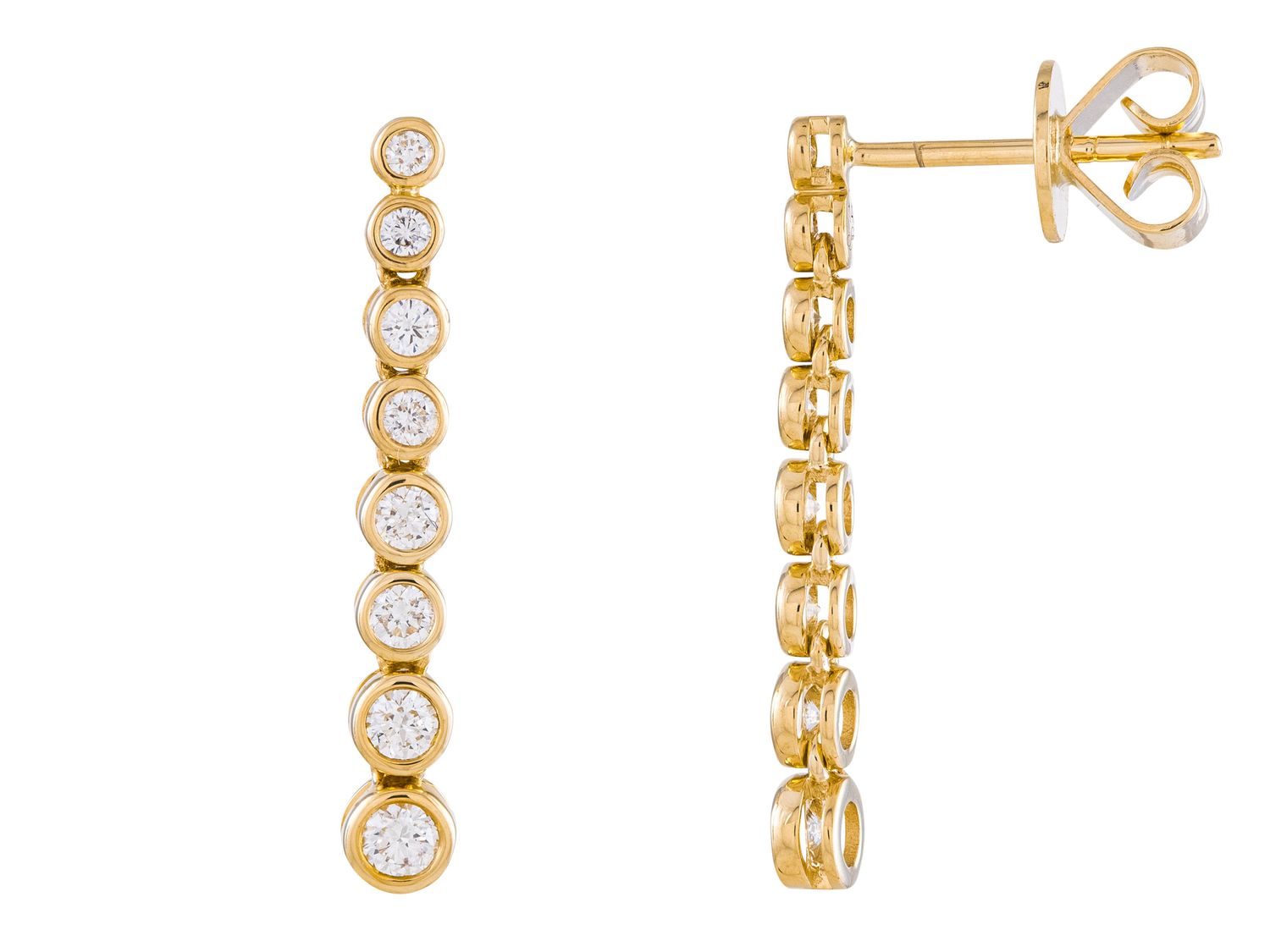 Diamond Earrings - 14 KT Yellow Gold