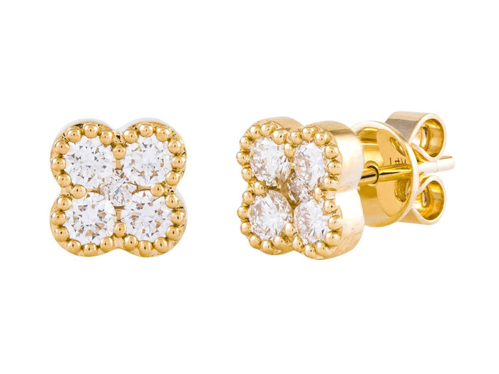 Diamond Earrings - 14 KT Yellow Gold