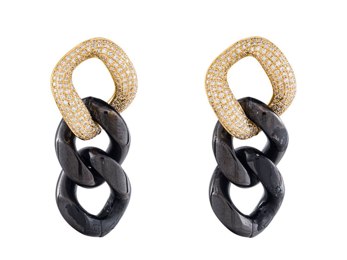 Diamond Earrings - 14 KT Yellow Gold