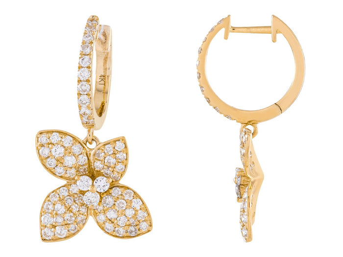 Diamond Earrings - 14 KT Yellow Gold