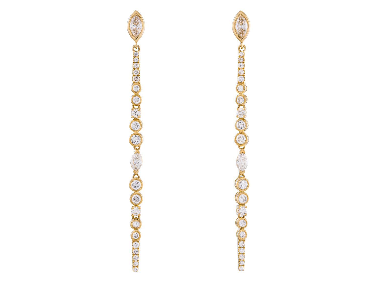 Diamond Earrings - 14 KT Yellow Gold