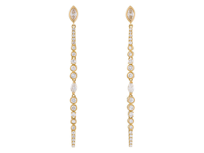 Diamond Earrings - 14 KT Yellow Gold