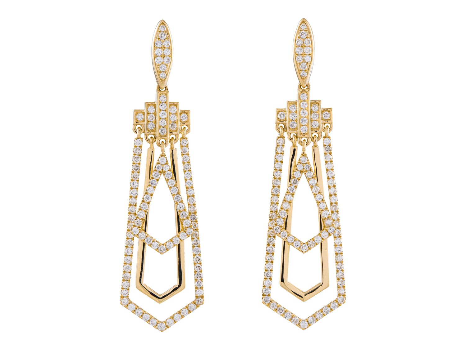 Diamond Earrings - 14 KT Yellow Gold