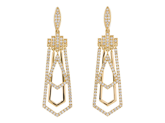 Diamond Earrings - 14 KT Yellow Gold