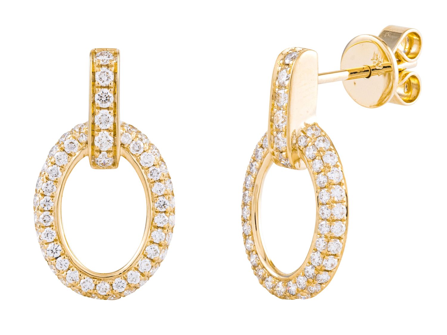 Diamond Earrings - 14 KT Yellow Gold