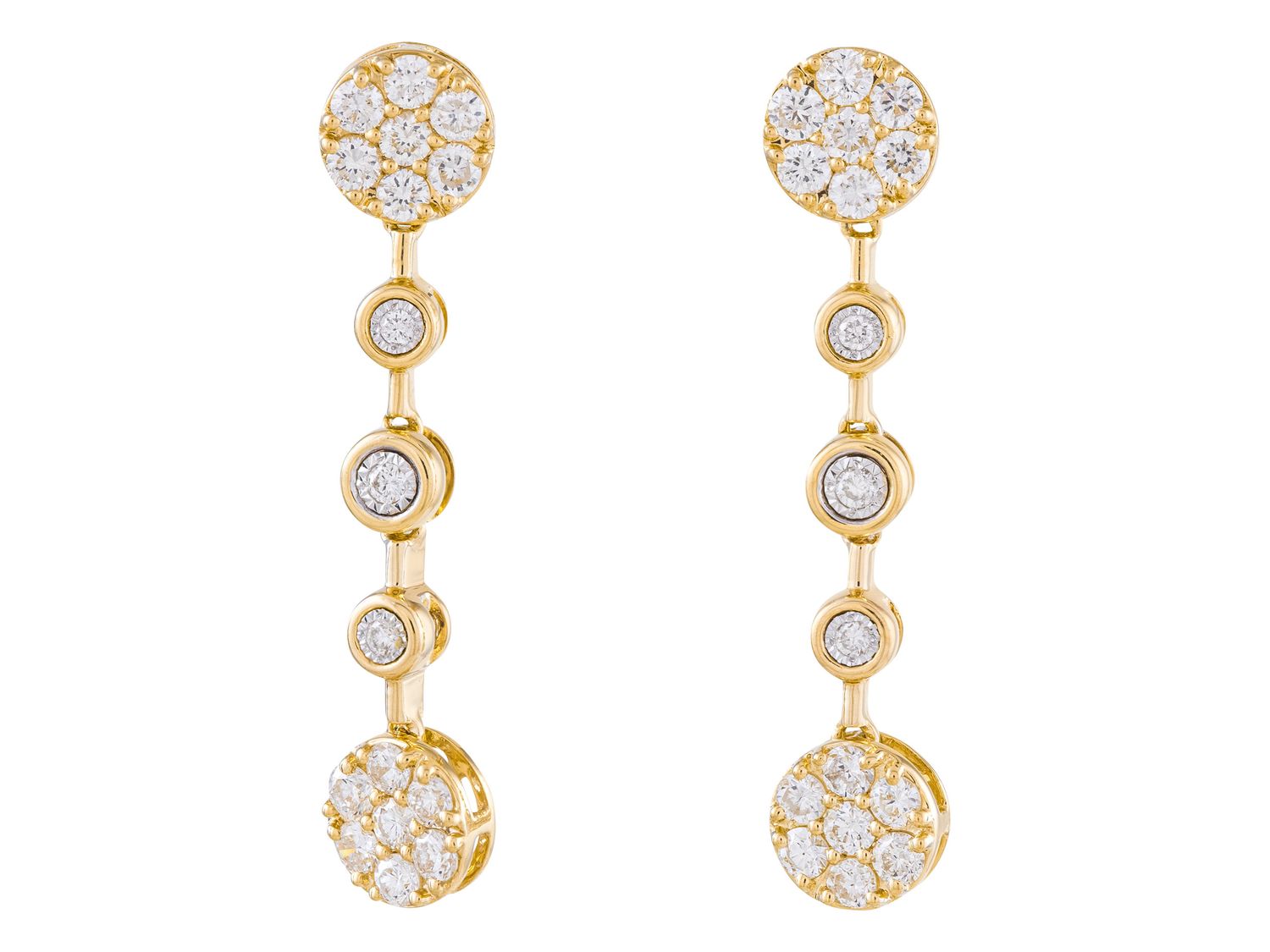 Diamond Earrings - 14 KT Yellow Gold