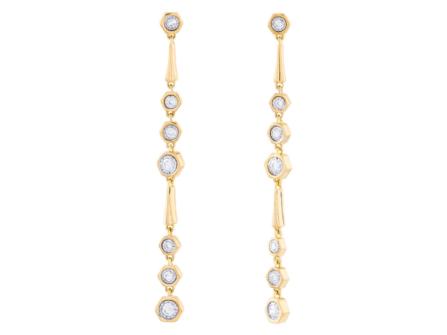 Diamond Earrings - 14 KT Yellow Gold