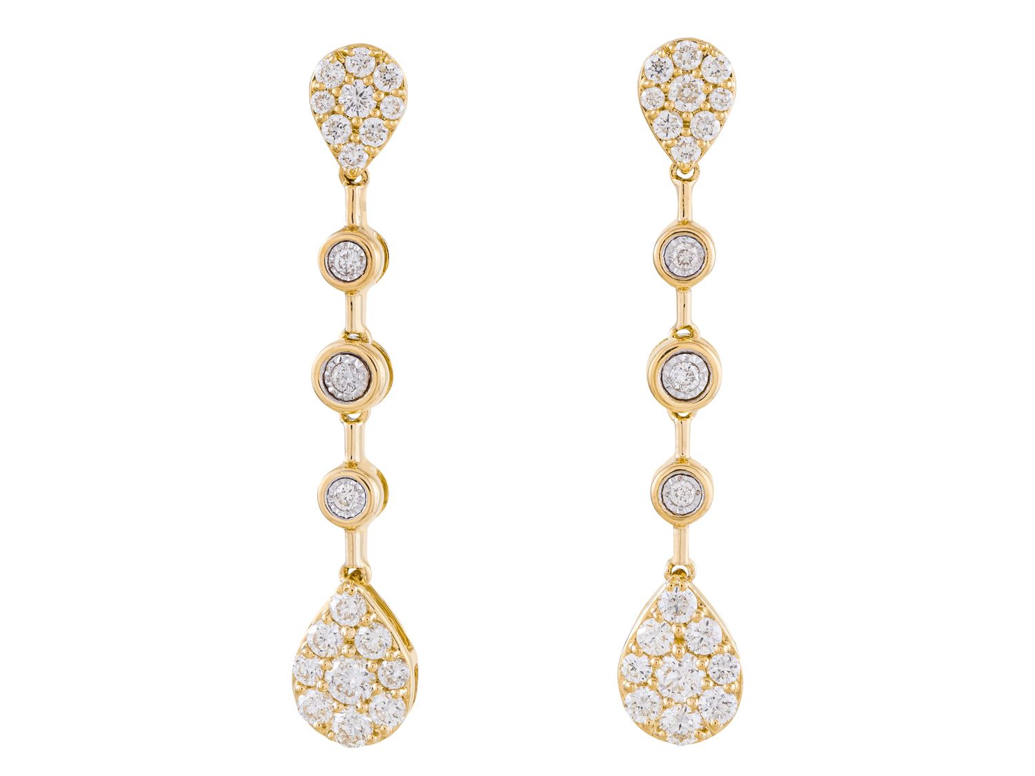 Diamond Earrings - 14 KT Yellow Gold