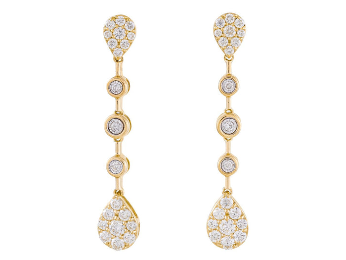 Diamond Earrings - 14 KT Yellow Gold