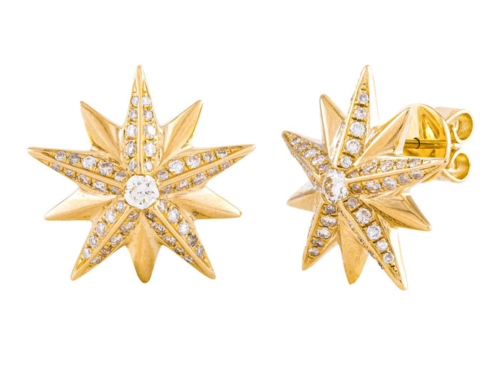 Diamond Earrings - 14 KT Yellow Gold