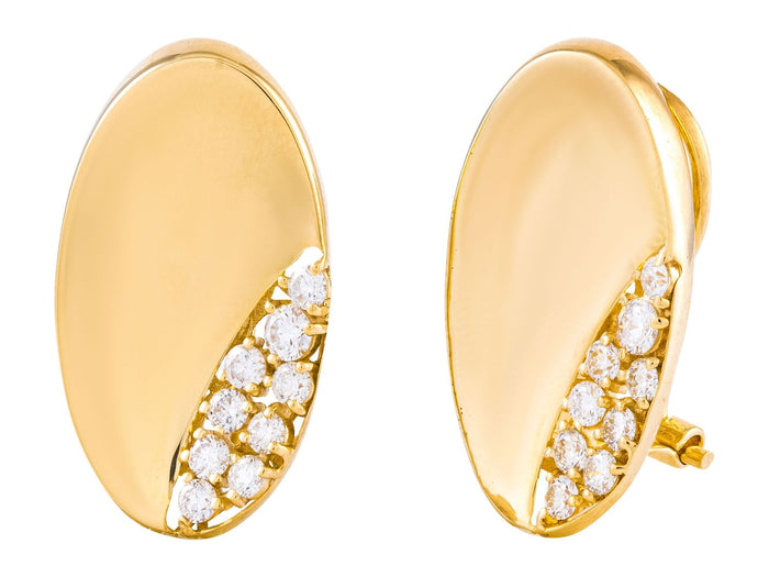 Diamond Earrings - 14 KT Yellow Gold
