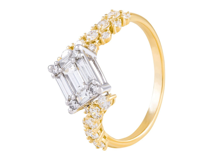 Diamond Ring - 14 KT White and Yellow Gold