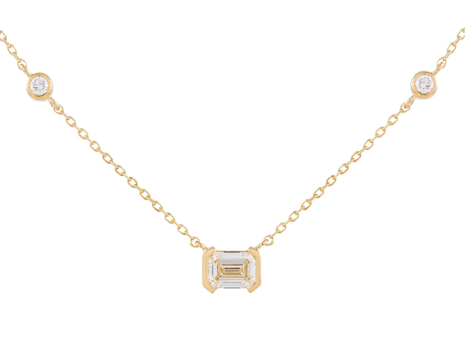 Diamond Necklace - 14 KT Yellow Gold