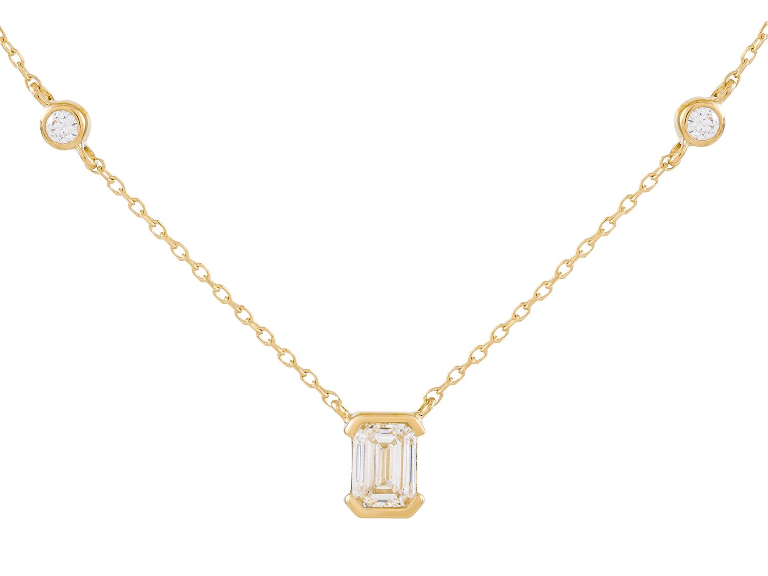 Diamond Necklace - 14 KT Yellow Gold