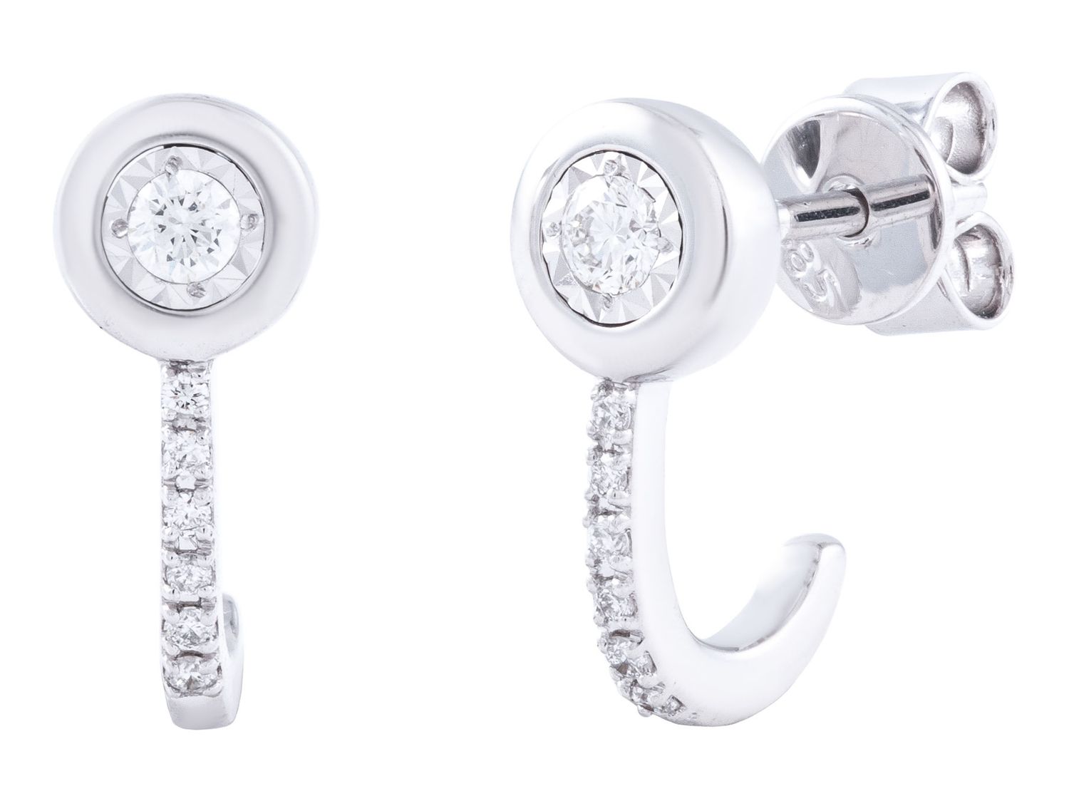 Diamond Earrings - 14 KT White Gold