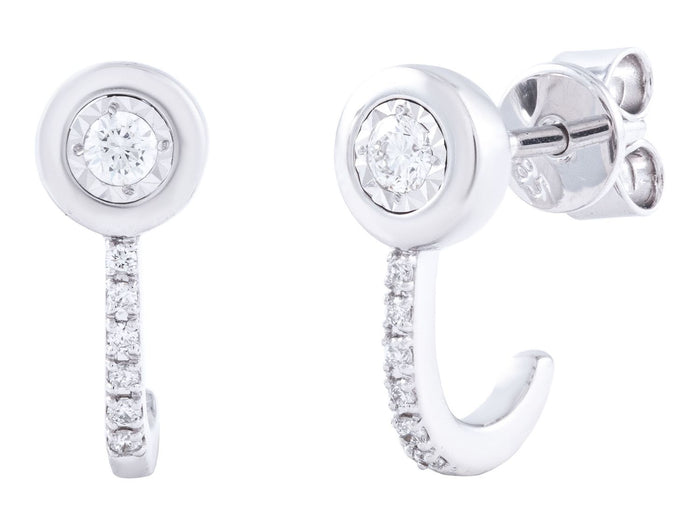 Diamond Earrings - 14 KT White Gold