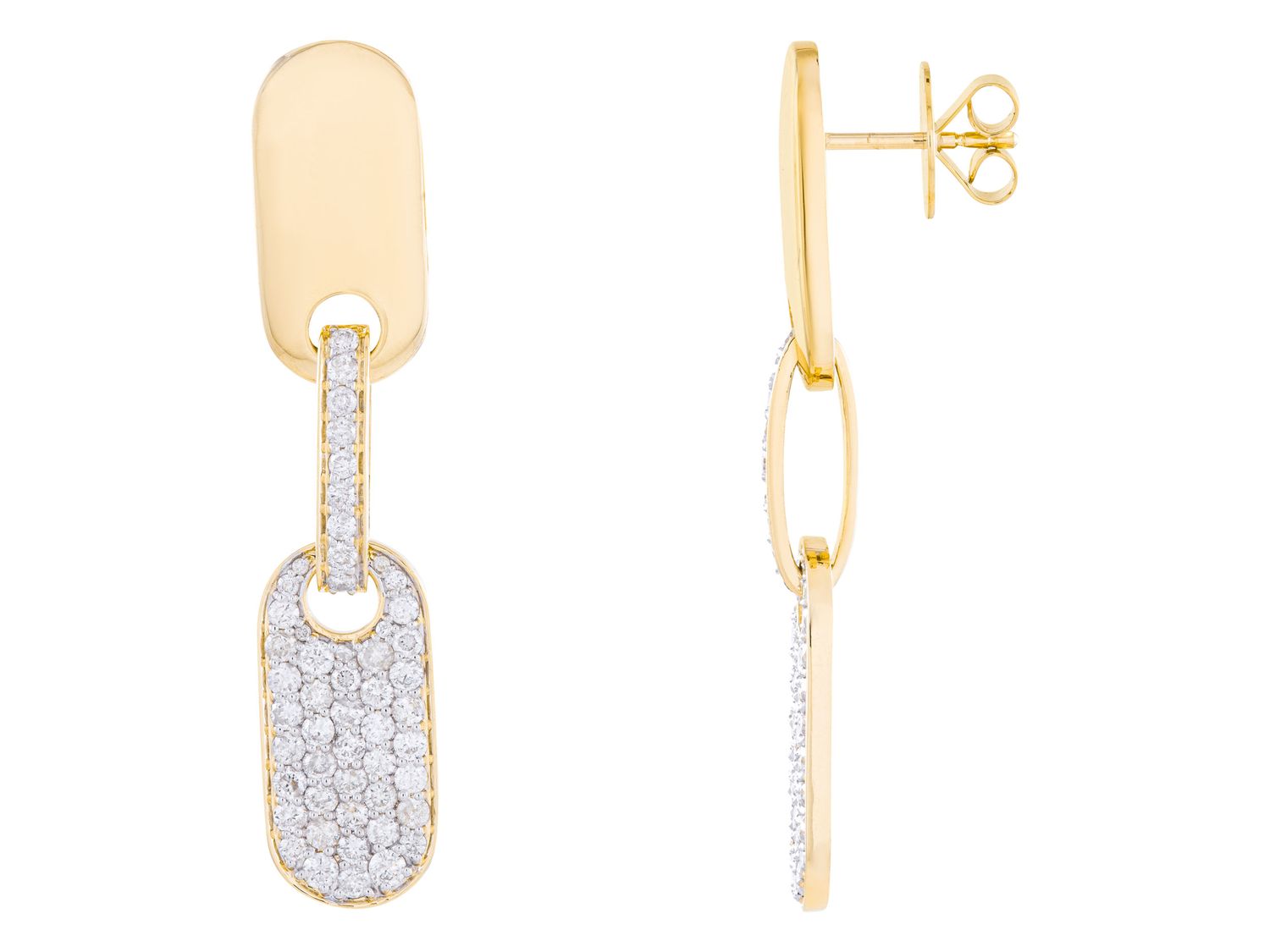 Diamond Earrings - 14 KT Yellow Gold