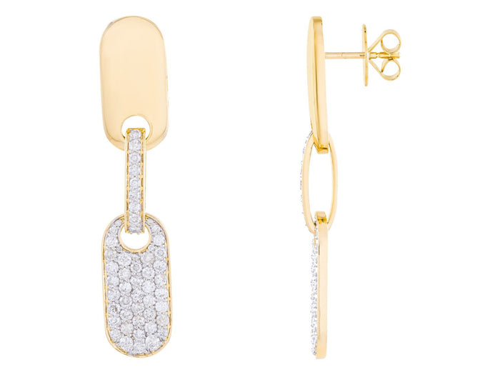 Diamond Earrings - 14 KT Yellow Gold