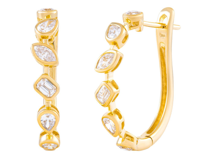 Diamond Earrings - 18 KT Yellow Gold