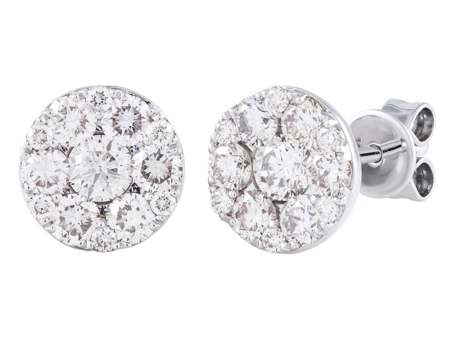 Diamond Earrings - 14 KT White Gold