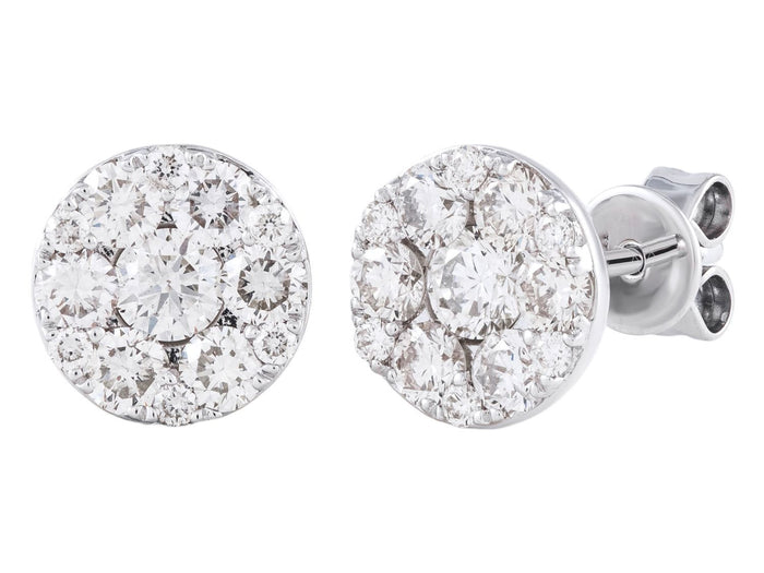 Diamond Earrings - 14 KT White Gold