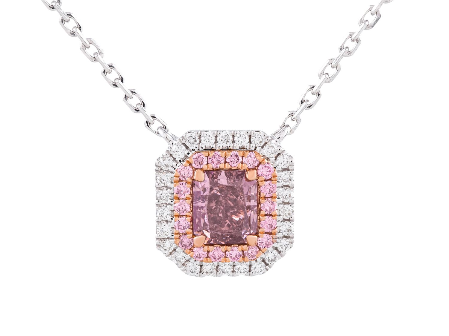 Diamond Necklace - 18 KT Rose and White Gold