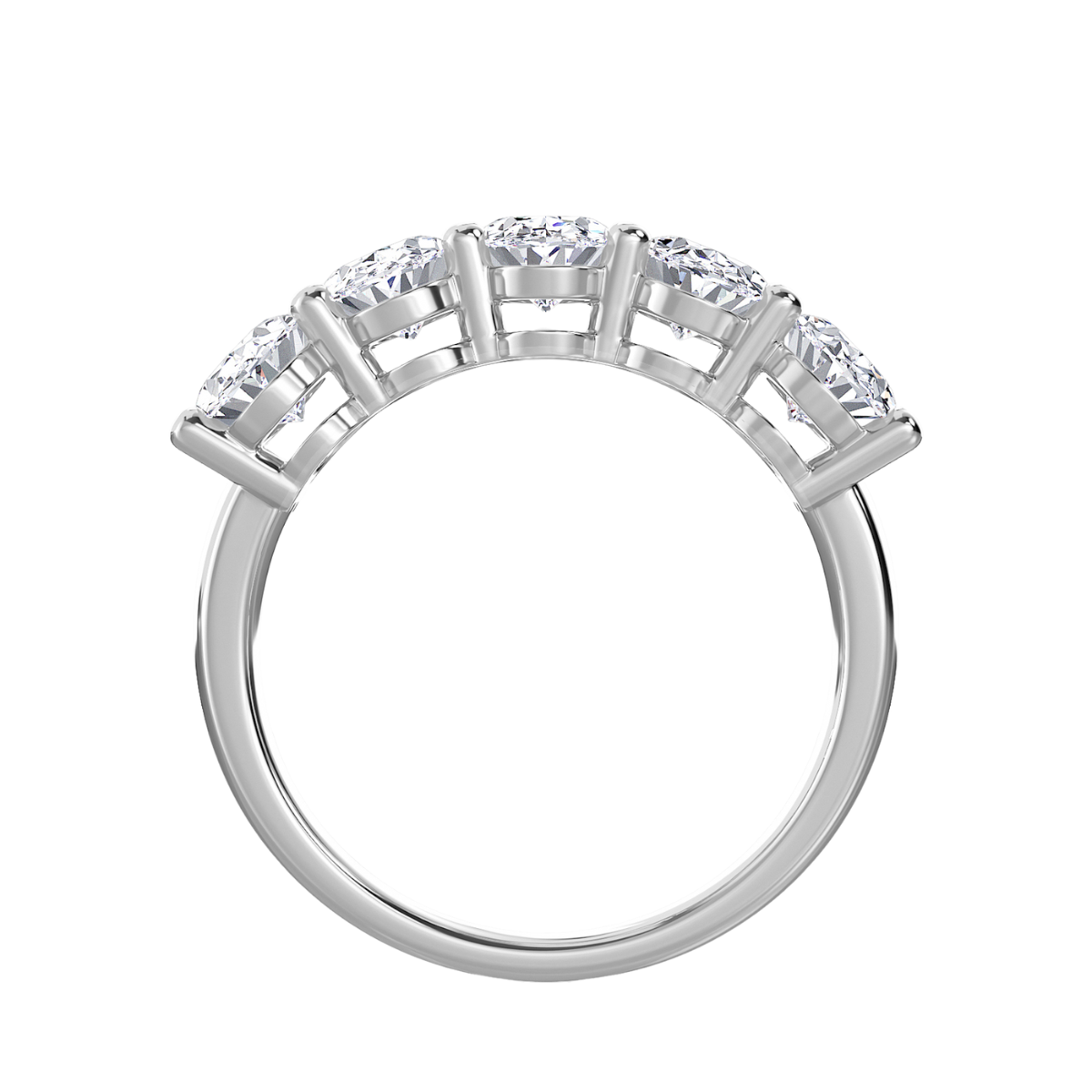 Lab-Grown 5-Stone Oval-Cut Diamond Band, 14K White Gold