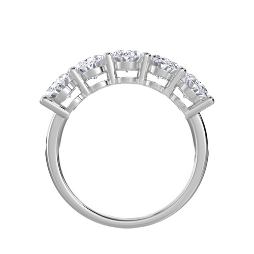 Lab-Grown 5-Stone Oval-Cut Diamond Band, 14K White Gold