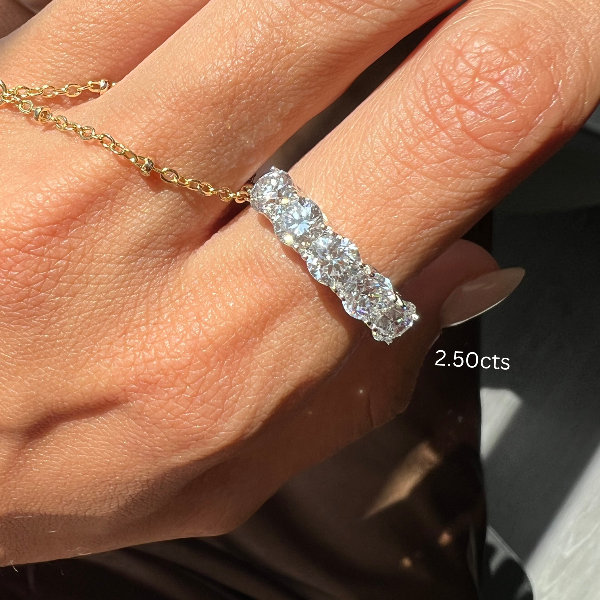 Lab Grown 5 Stone Round Diamond Band