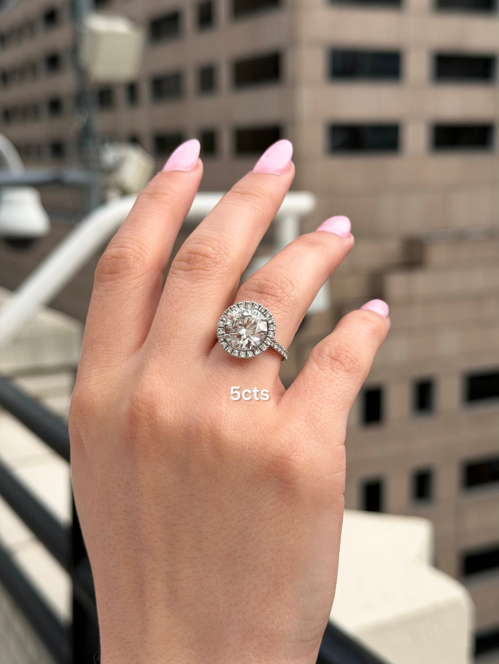 Lab-Grown Round Diamond Pave Halo Ring, 18K Gold