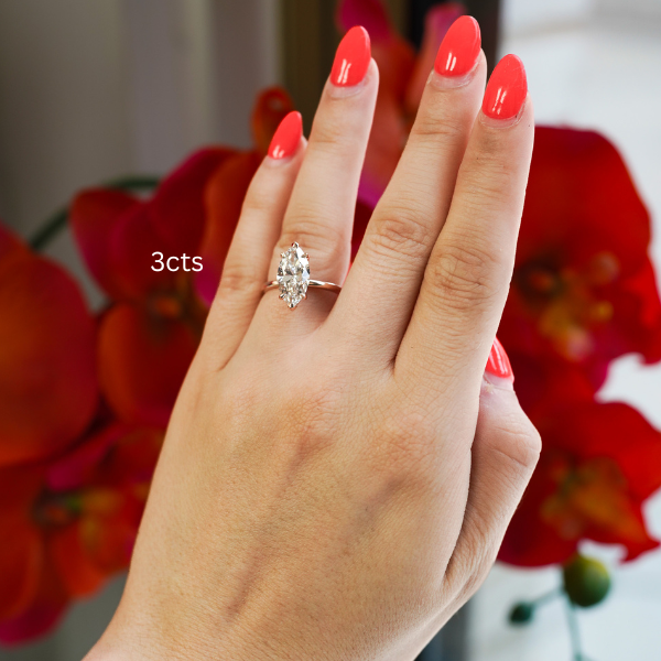 Lab-Grown Marquise Diamond Solitaire Ring, 18K Gold