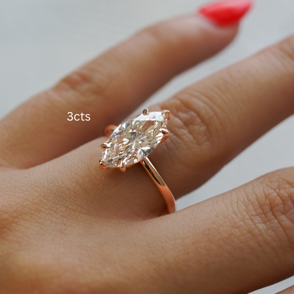 Lab-Grown Marquise Diamond Solitaire Ring, 18K Gold