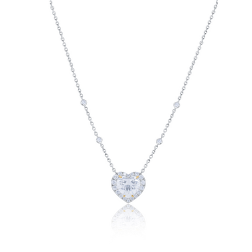 Lab-Grown Heart Diamond Halo Pendant By the Yard Necklace