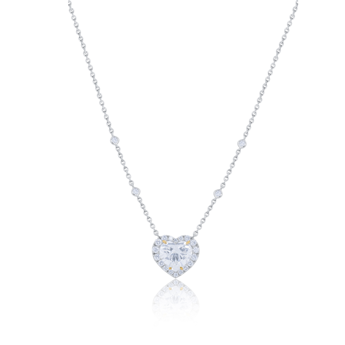 Lab-Grown Heart Diamond Halo Pendant By the Yard Necklace