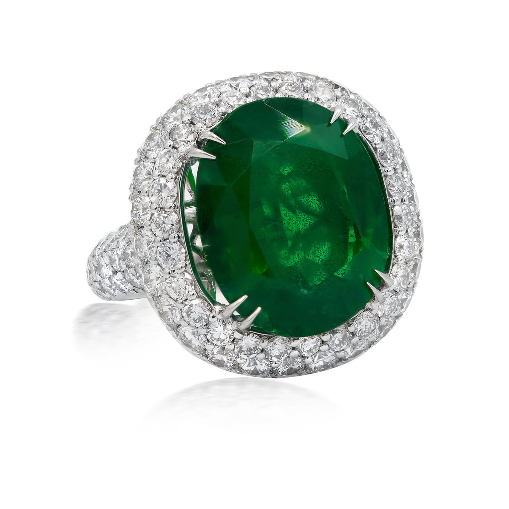 Oval Emerald Halo Ring