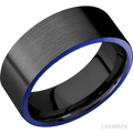 8 mm wide/Flat/Zirconium band with two 1 mm Side inlays of Lapis.
