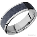 7 mm wide/Flat/Cobalt Chrome band with one 5 mm Centered inlay of Sodalite.