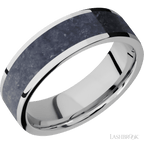 7 mm wide/Flat/Cobalt Chrome band with one 5 mm Centered inlay of Sodalite.